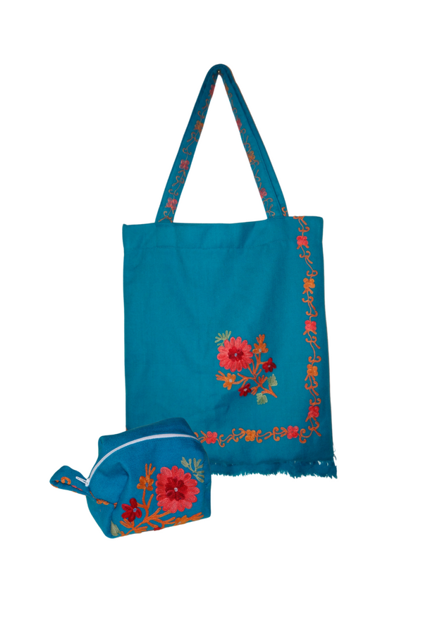 Colección ReBonita - Totebag Con Estuche Azul Bordado