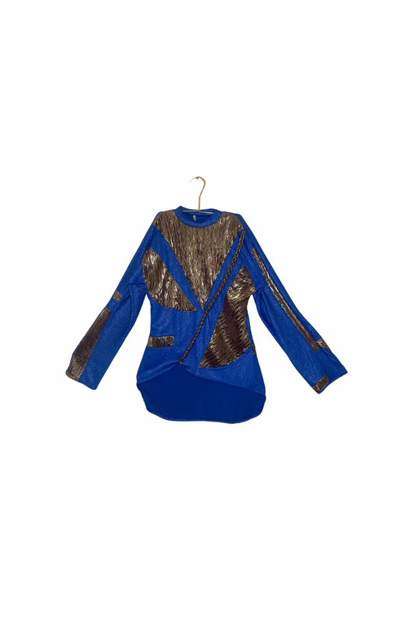 Second Hand - Blusa azul con detalles dorados