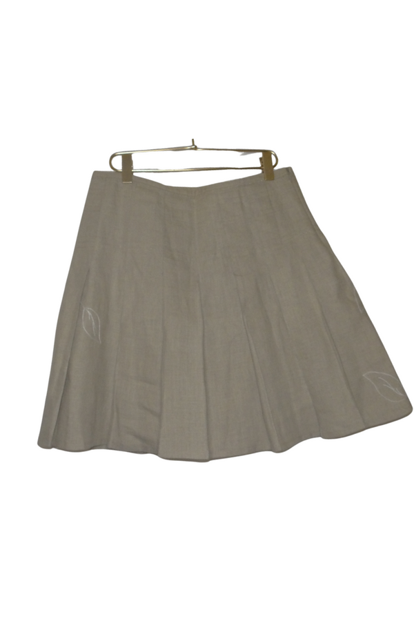 Colección ReBonita- Falda Beige con Hojas Blancas