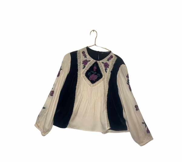 Second Hand - Blusa crema con flores