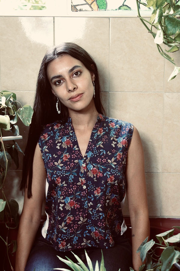 Crop Top Azul Bifloral